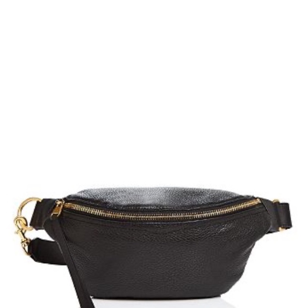 Rebecca Minkoff Bree Adjustable Black Leather Lined Belt Bag Gold Zipper RARE!